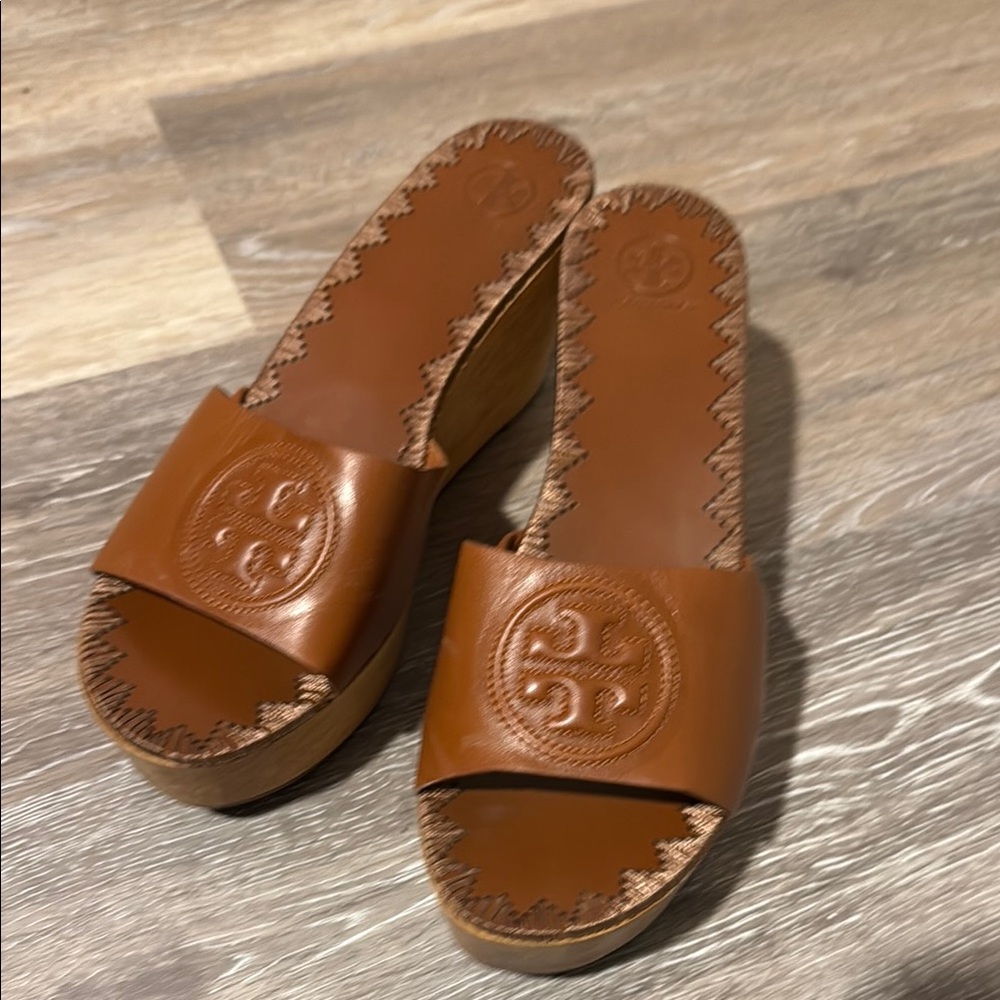 Tory Burch Brown Wedge Sandals